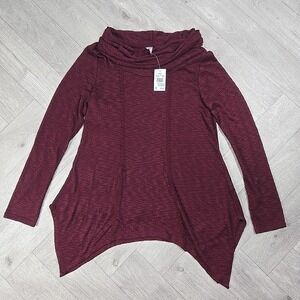 New! Vanity Medium Pullover Lace Wine Burgundy Sweater Long Sleeve Tight Knit